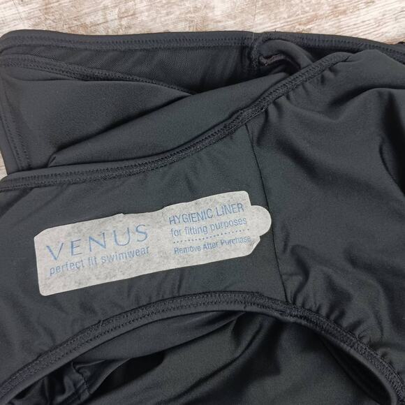 Venus SZ 20 Runs Very Small (12/14) Ruched One Piece Bathing Suit In Black NEW - Picture 6 of 7